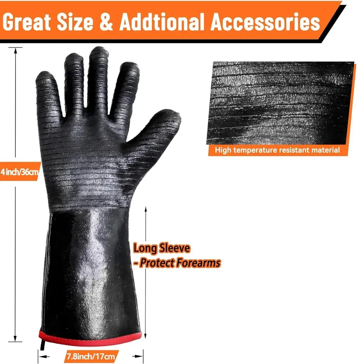 KUANGYE - 500°c Guantes Alta Temperatura Cocina Hornos Asado Parrilla