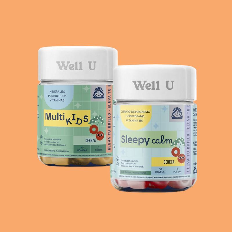 WELL U - PACK MULTIKIDS CEREZA + SLEEPY CALM Gomitas 60u Well U