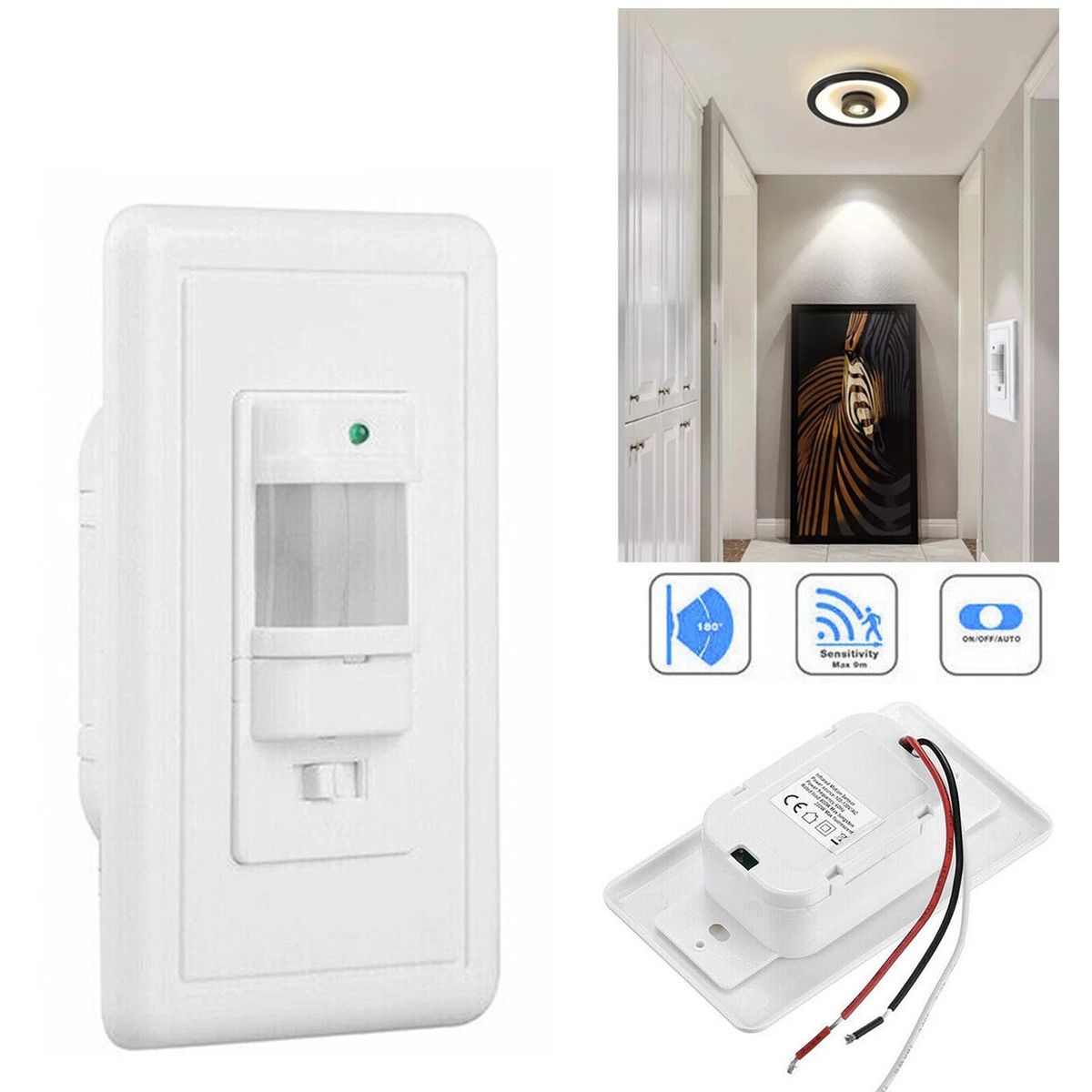 KUANGYE - Interruptor De Detección De Movimiento Pir En Pared