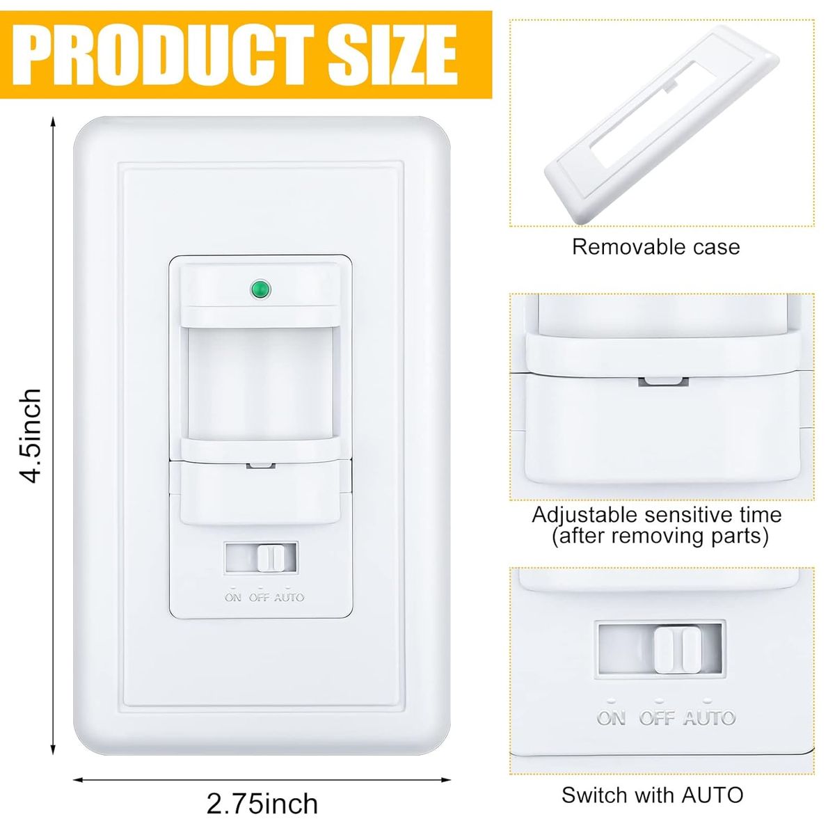 KUANGYE - Interruptor De Detección De Movimiento Pir En Pared