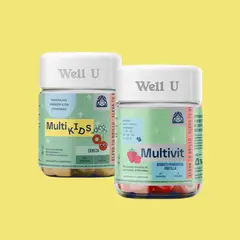 WELL U - Pack X 2 Suplementos Multikids Cereza + Multivit 60un