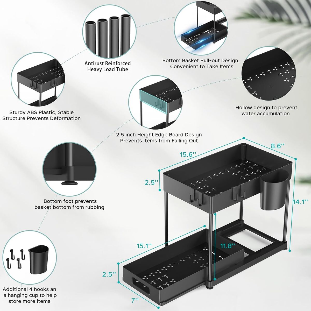 ATURE - 2u Organizador Lavaplatos Bajo Extraíble Para Cocina Baño