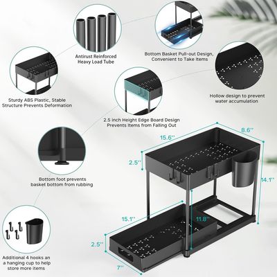 Imagen 2 del producto 2u Organizador Lavaplatos Bajo Extraíble Para Cocina Baño