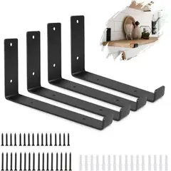 KUANGYE - Soporte Estantería 23*15cm Hierro Robusto Negro 4 Piezas