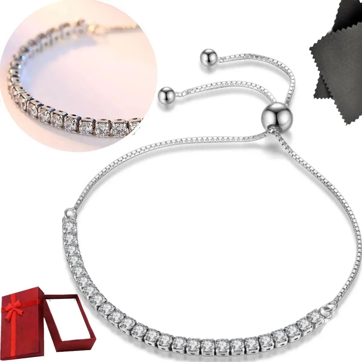 KUANGYE - Pulsera Bañado en plata Mujer Elegante Regalo Joya Charm Pareja
