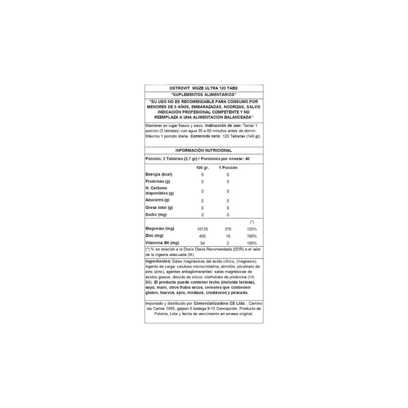 OSTROVIT - ZMA ULTRA 120 CAPSULAS MGZB - OSTROVIT