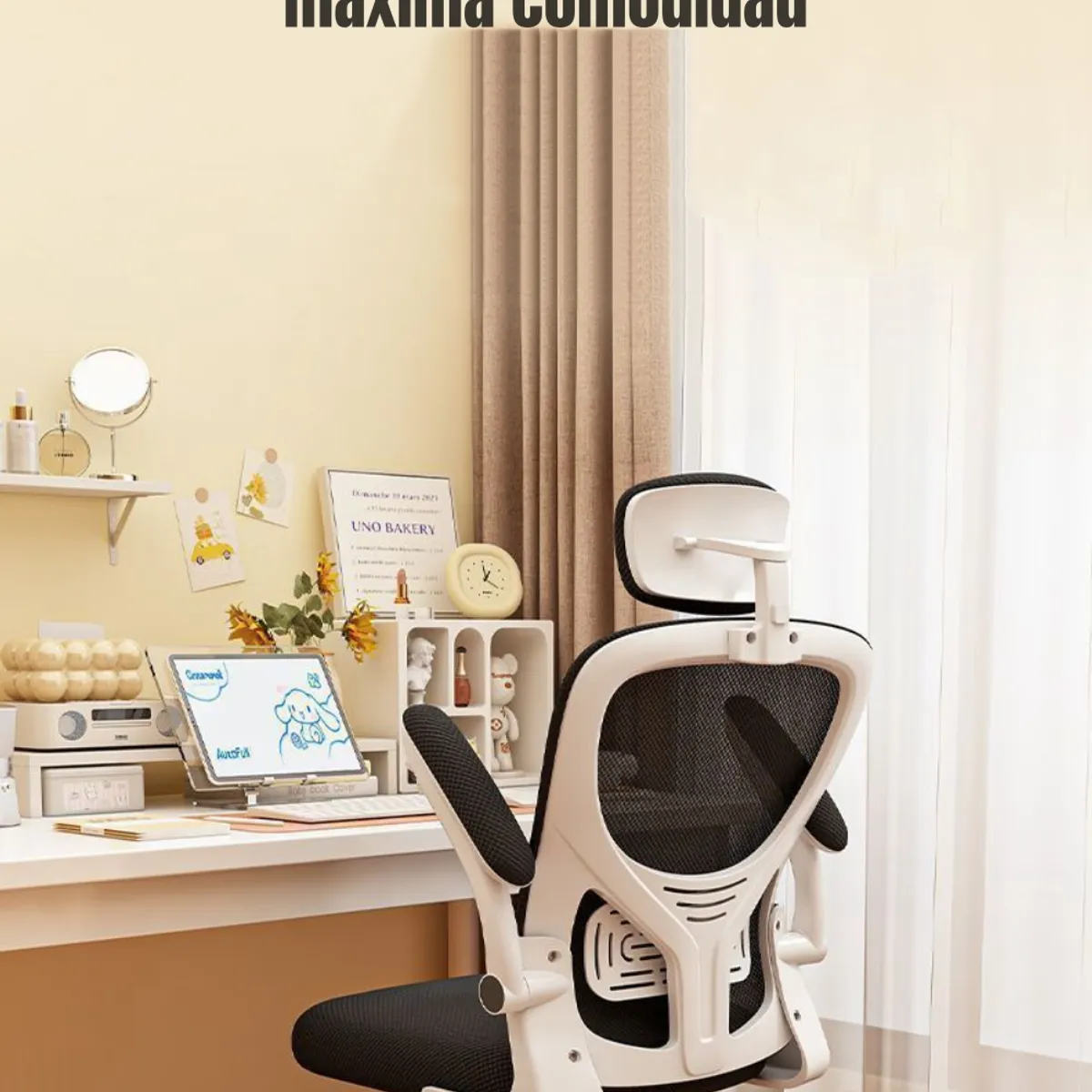 LUBABYCAS - Silla De Escritorio 360° Kikka Con Apoyacabeza Negra