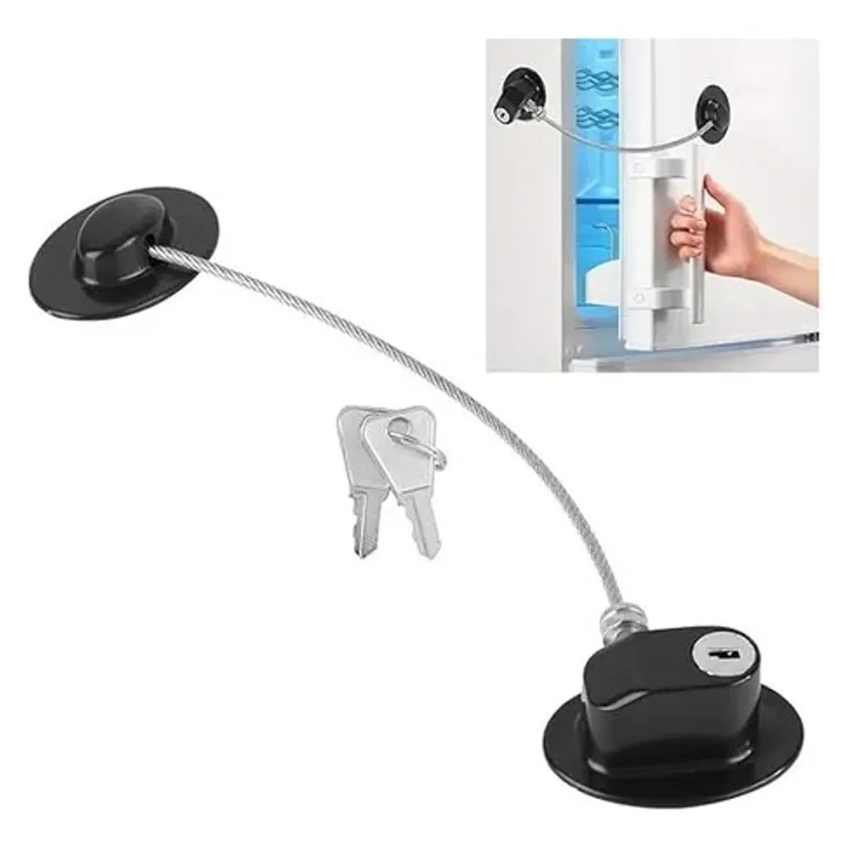 EVERSO - Seguro Niños Cable Acero Refrigerador VentanasYPuertas Negro