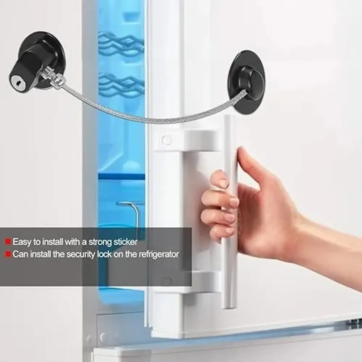 EVERSO - Seguro Niños Cable Acero Refrigerador VentanasYPuertas Negro