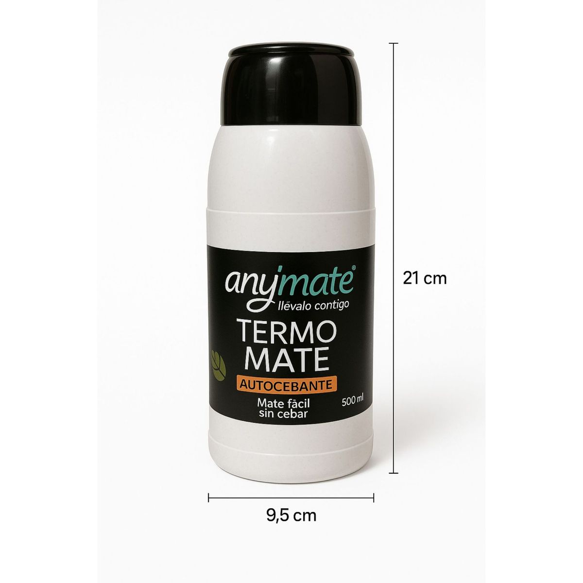 Termo Mate Listo Autocebante 500ml Negro, marca GENERICO - Foto 2