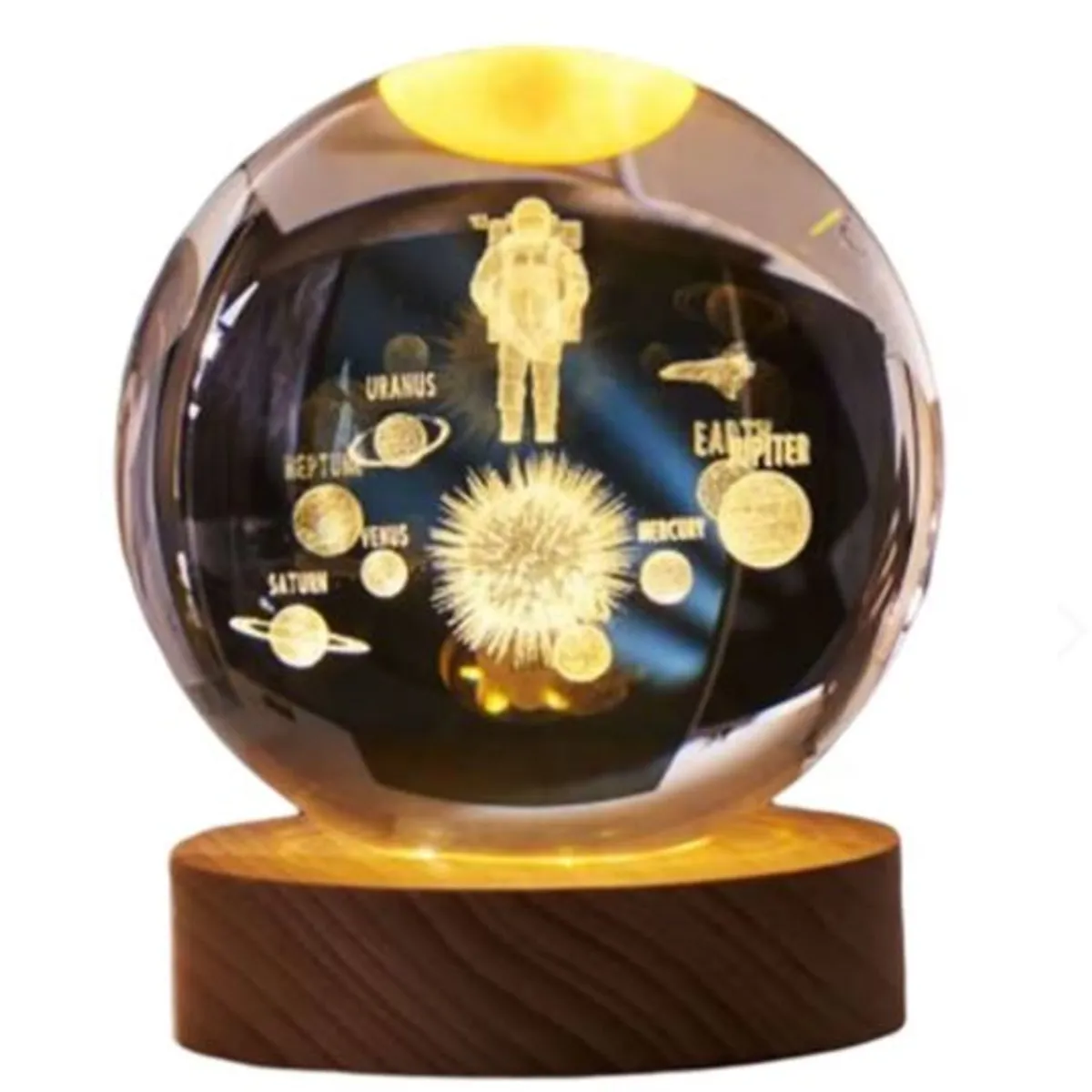 GENERICO - Lampara Led Cristal Bola Sistema Solar 3D