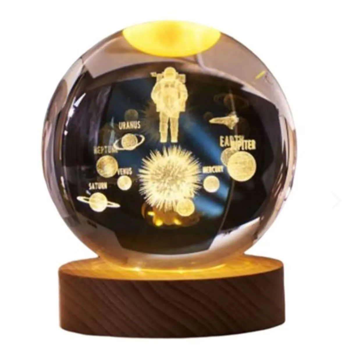 GENERICO - Lampara Led Cristal Bola Sistema Solar 3D