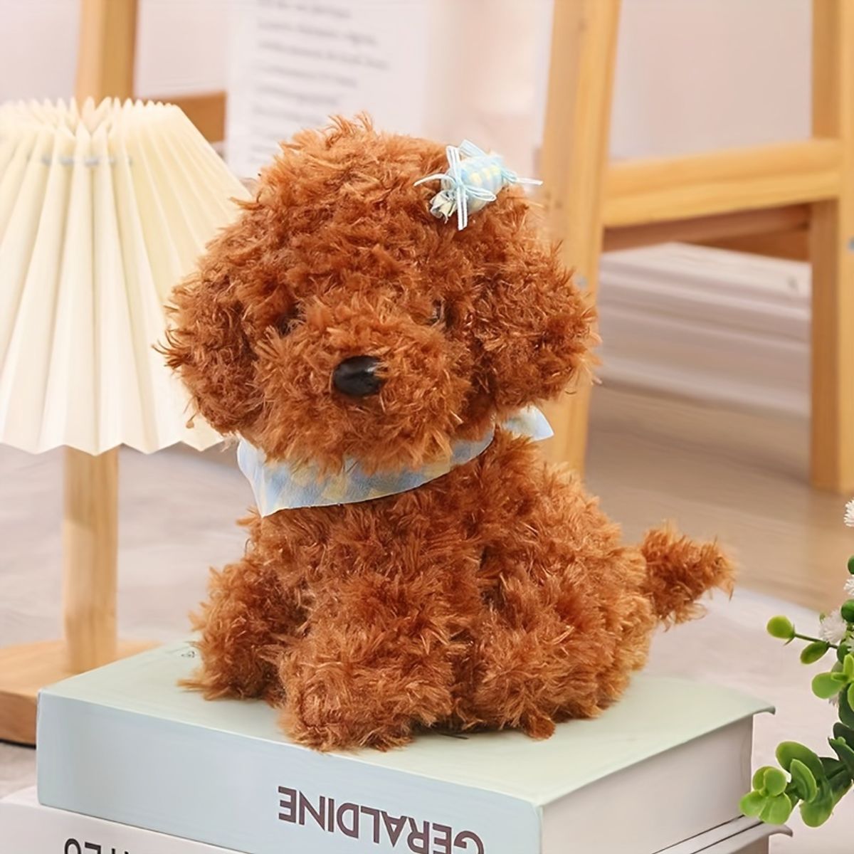VATYERTY - Perro de peluche de 23 cm con bufanda Cafe