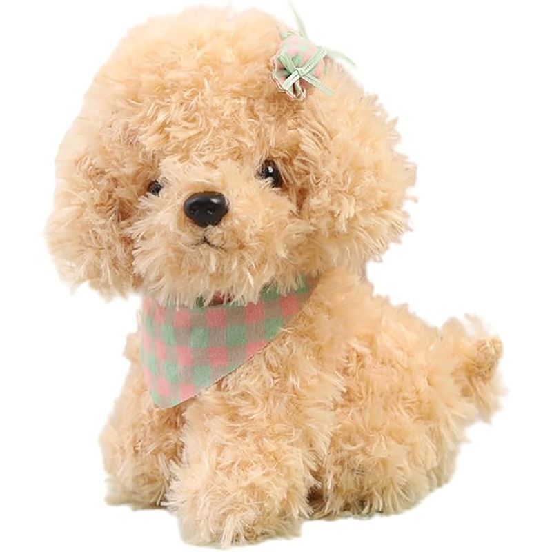 VATYERTY - Perro de peluche de 23 cm con bufanda Beige