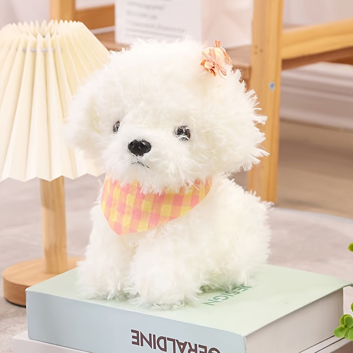 VATYERTY - Perro de peluche de 23 cm Oso de peluche con bufanda blanco