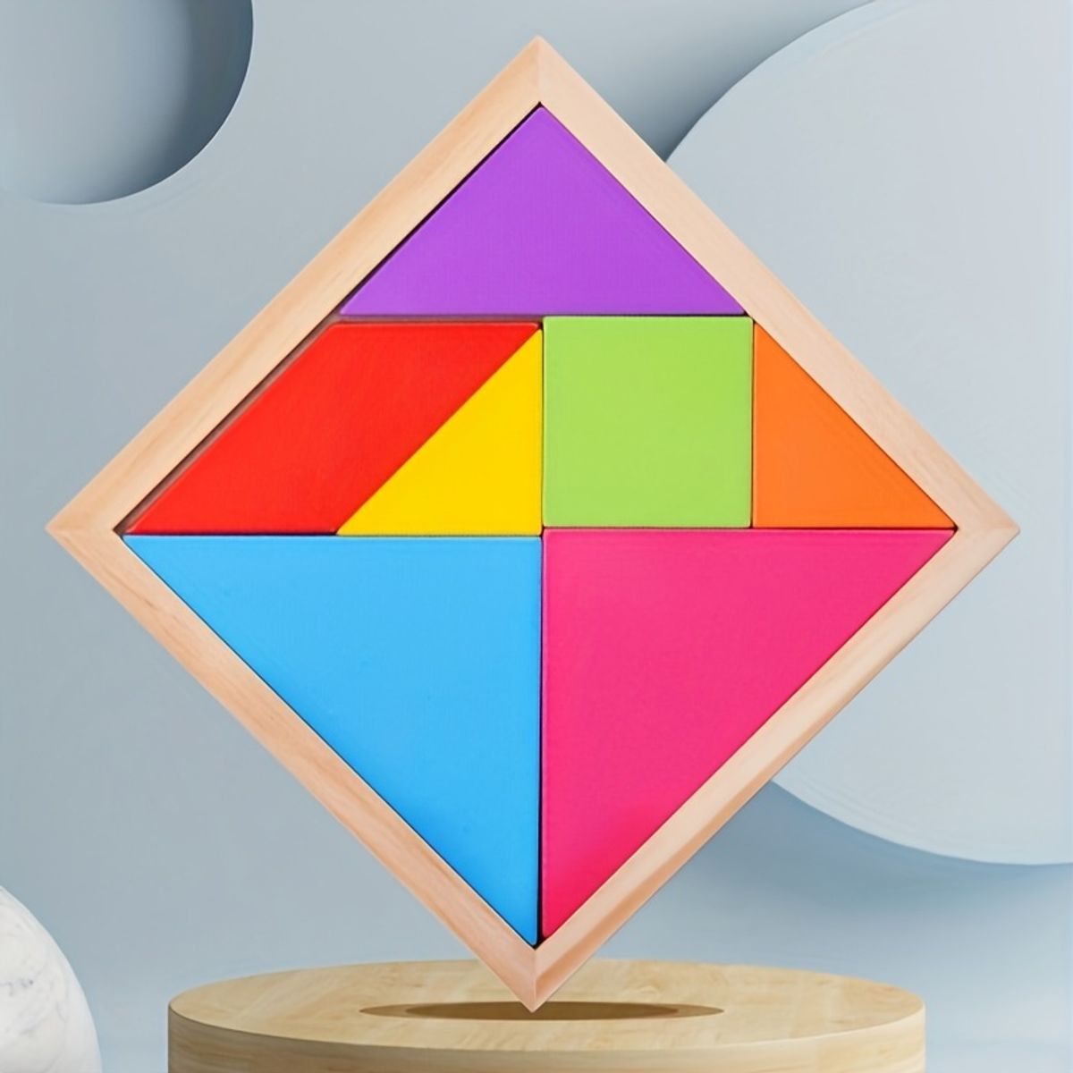 VATYERTY - Rompecabezas de madera de Tangram colorido