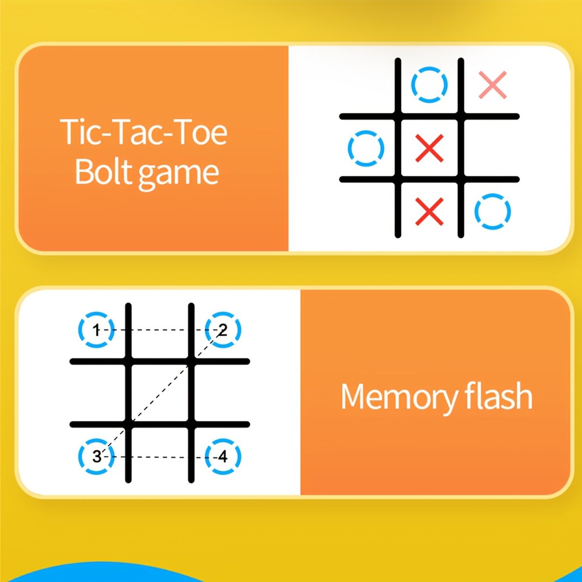 VATYERTY - Juego de mesa portátil de tres en raya de doble opción para viajes Naranja