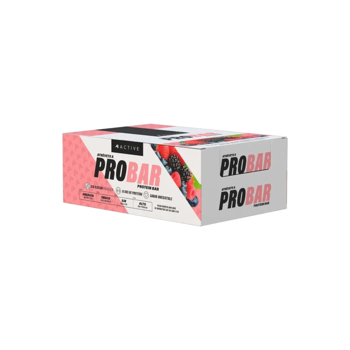 4ACTIVE - BOX 16 BARRAS PROBAR PROTEIN BAR FRUTOS ROJOS - 4ACTIVE