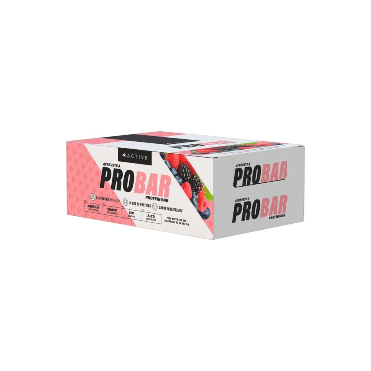 4ACTIVE - BOX 16 BARRAS PROBAR PROTEIN BAR FRUTOS ROJOS - 4ACTIVE