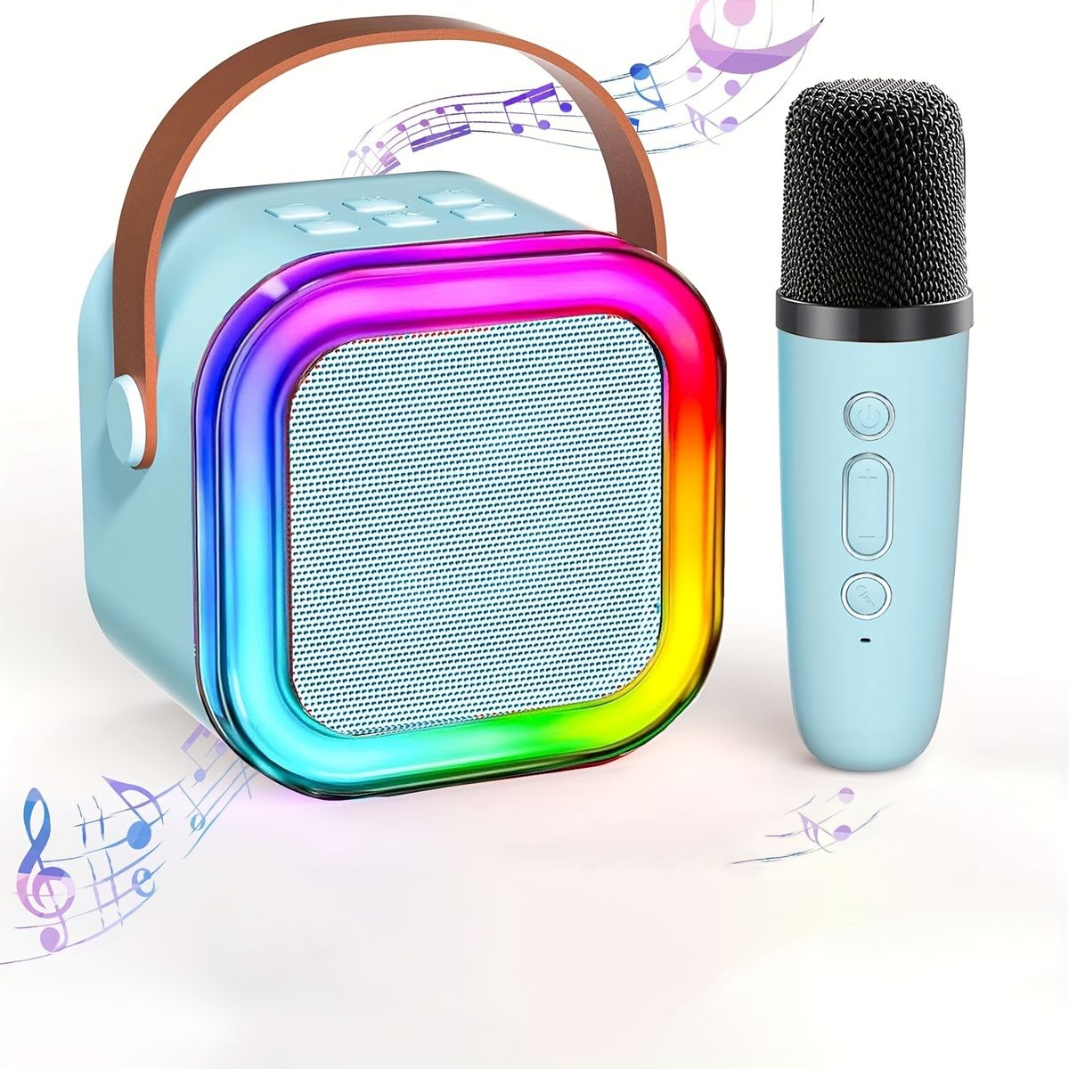 VATYERTY - Altavoz inalámbrico con 2 micrófonos celeste