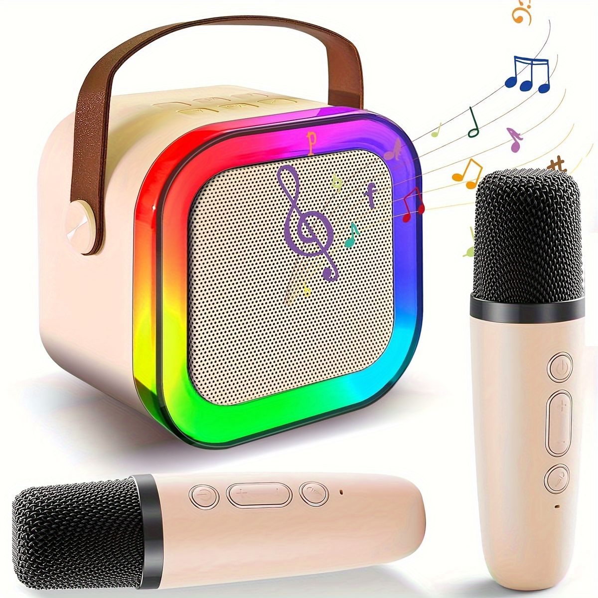 VATYERTY - Altavoz inalámbrico con 2 micrófonos plateados