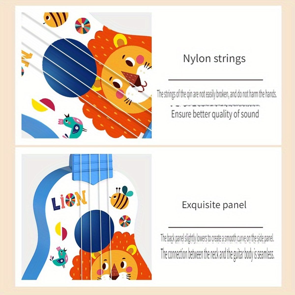 VATYERTY - Ukelele de dibujos animados de plástico Rosa