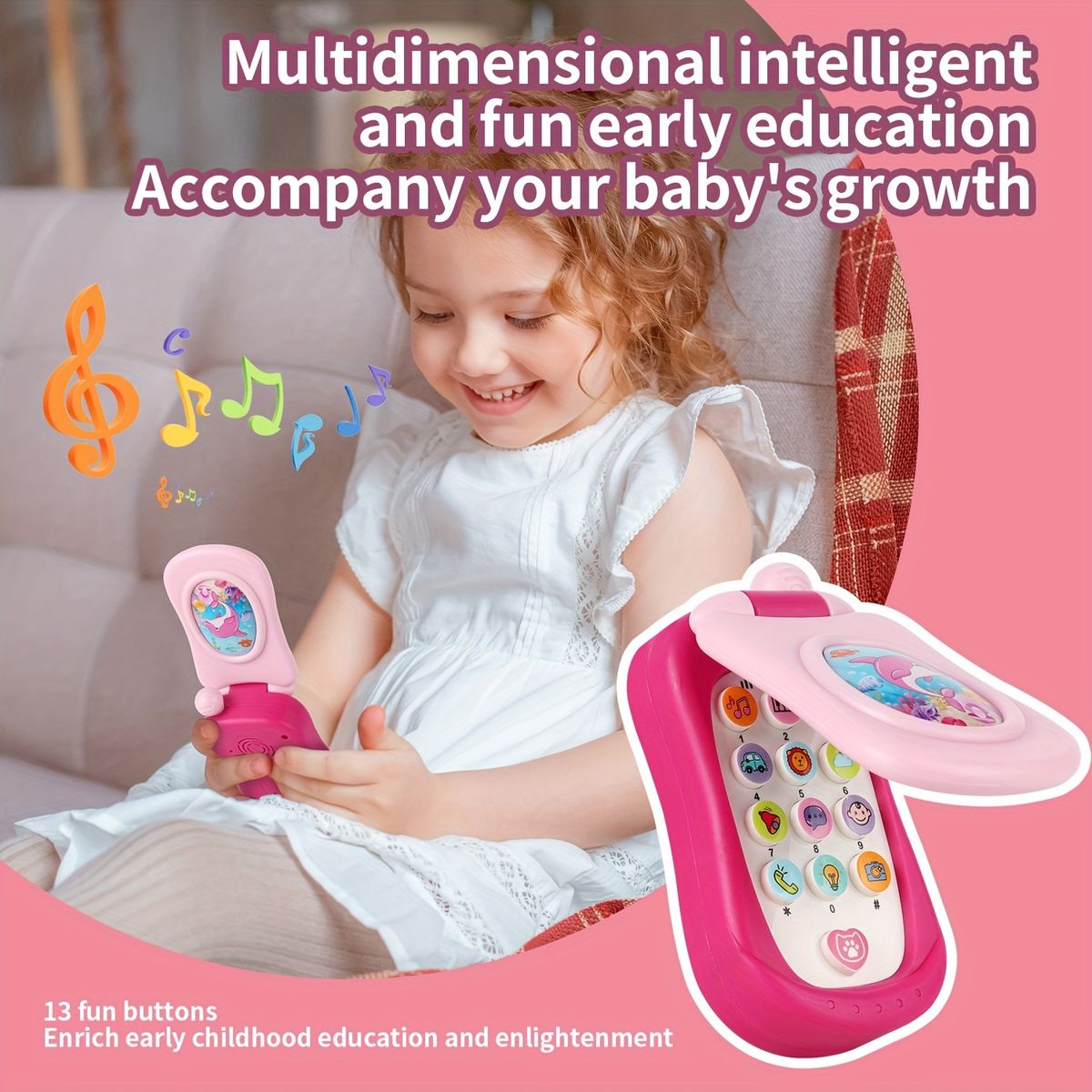 VATYERTY - 1 Teléfono Móvil con Música de Dibujos  Animados Morado