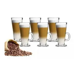 GENERICO - 6 Tazas De Vidrio Café Capuchino 220ml
