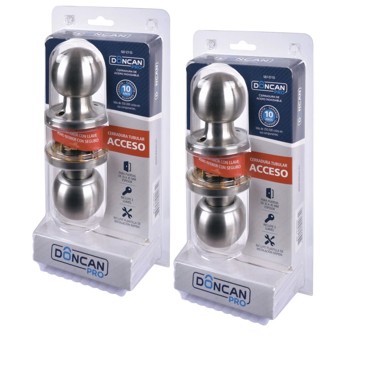 OEM - Pack de 2 Cerraduras de Acceso Doncan Pro Acero Inoxidable