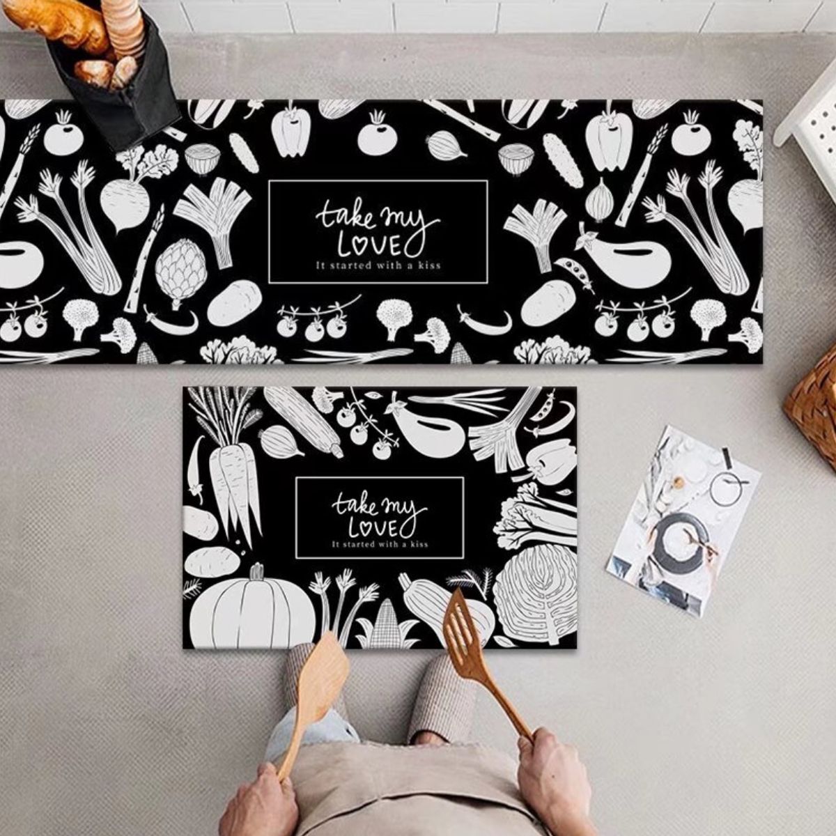 GENERICO - Pack 2 Alfombra De Cocina Antideslizante Piso Entrada De Baño