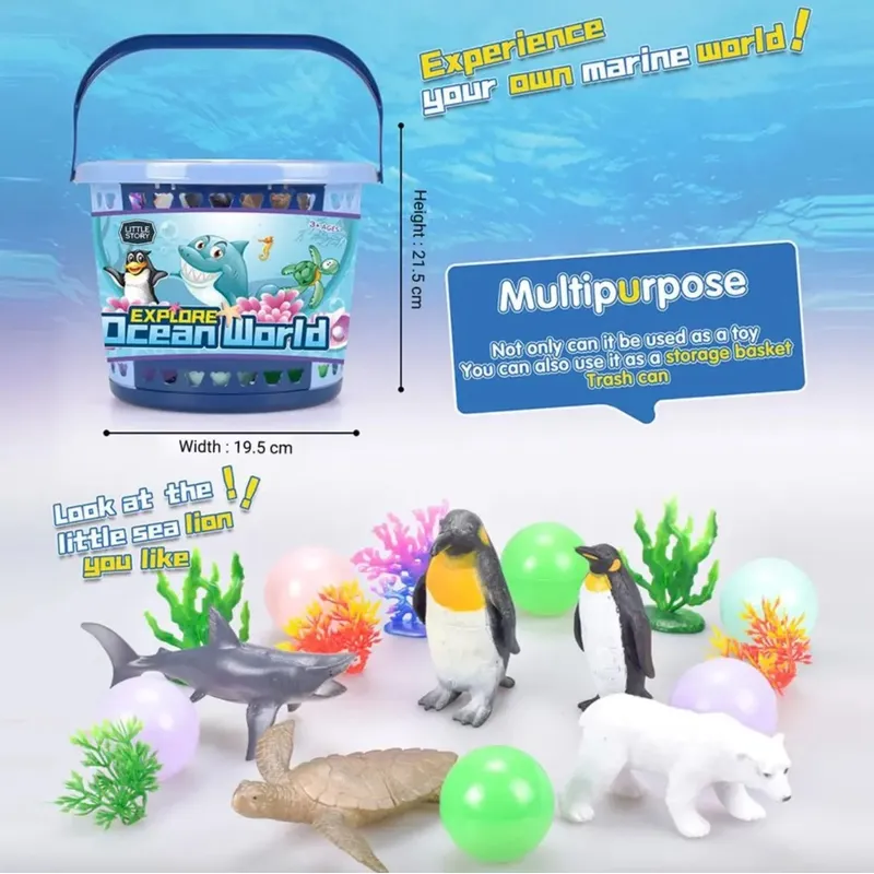 GENERICO - Balde Set De Animales Marinos  Juguete Educativo y Divertido