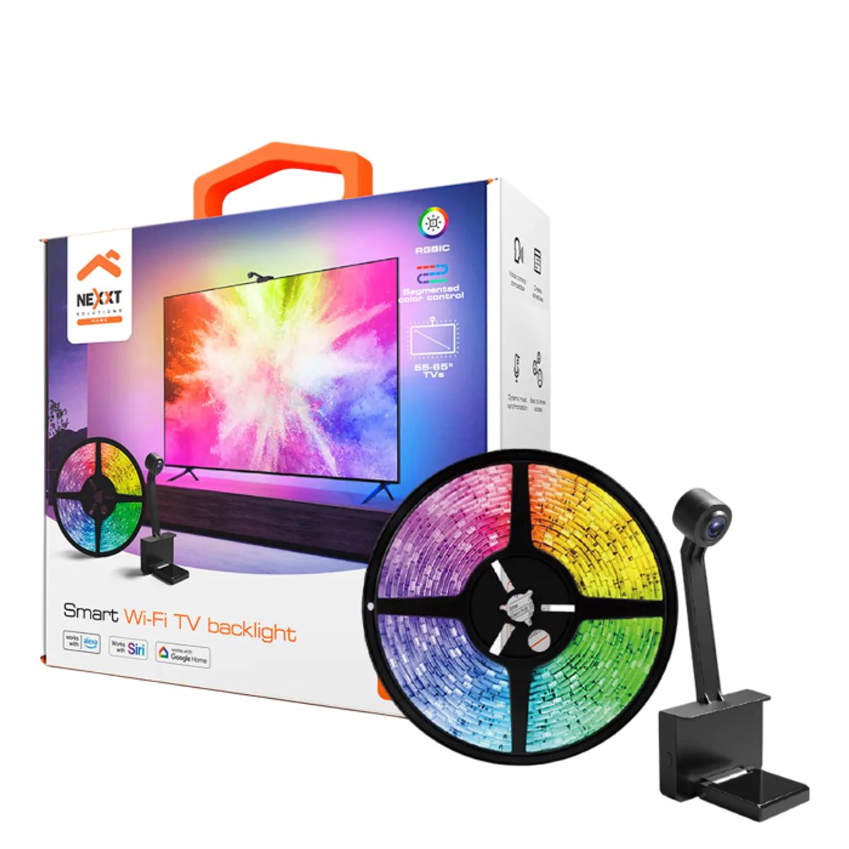 NEXXT SOLUTIONS - Nexxt Solutions Cinta LED Inteligente con Cámara TV Control App y Voz