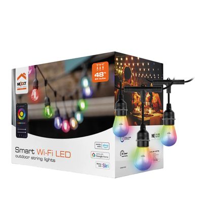 Imagen 2 del producto Nexxt Guirnalda de Luces Inteligente con Conexión Wi-Fi, 14.6 metros, 24 luces, RGB, IP65