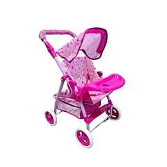 GENERICO - COCHE SIMPLE METALICO GRANDE DISEÑO ROSADO