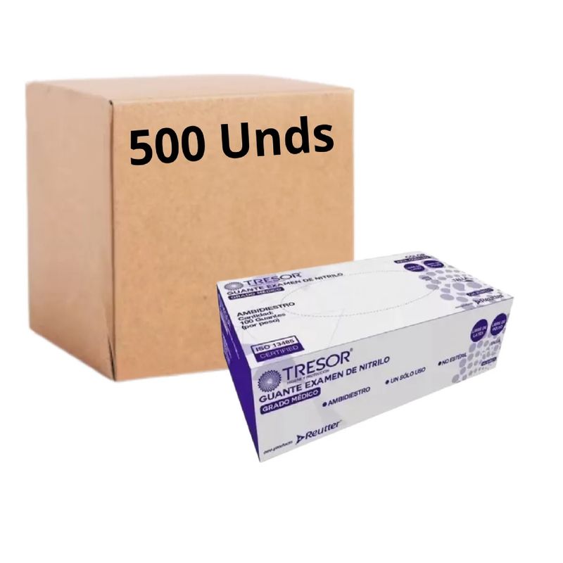 REUTTER - Guantes Nitrilo Cobalto Tresor Talla L Pack De 500 Unidades