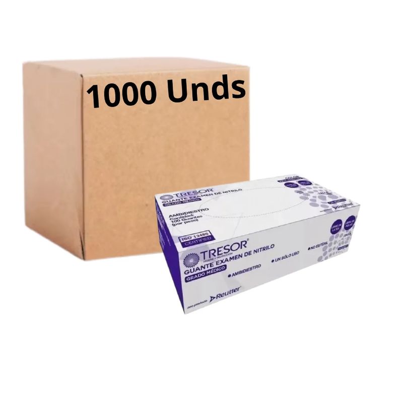 REUTTER - Guantes Nitrilo Cobalto Tresor Talla L Pack X 1000 Unidades
