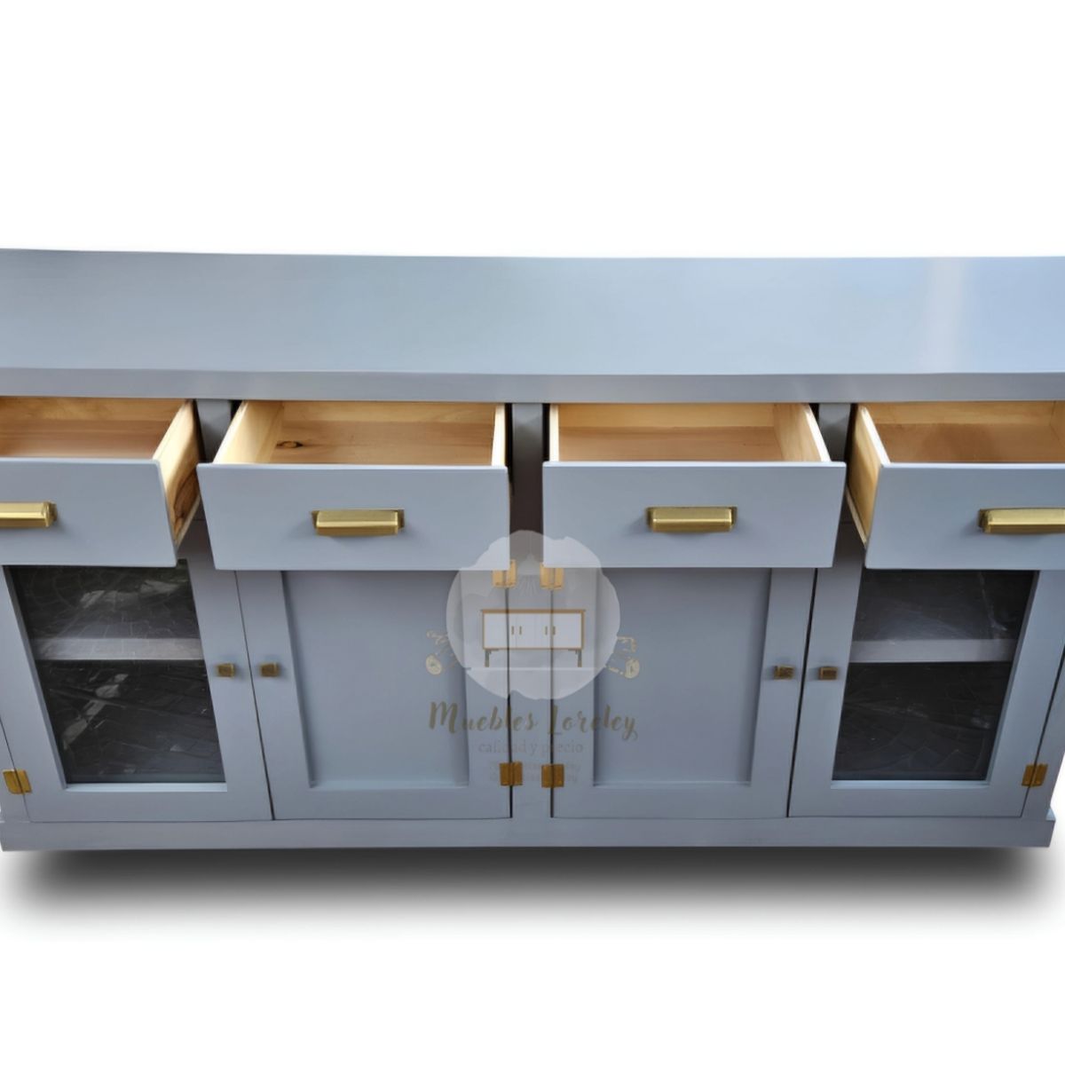 RUSTIC STYLE - BUFFET MADERA GRIS AZULADO + TIRADORES PREMIUM DELUXE