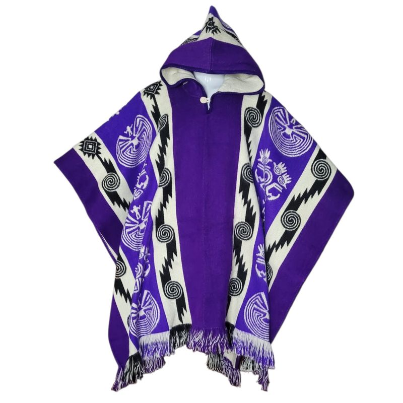 MORLAN - Poncho de Lana De Alpaca - Ecuatoriana Capucha Cálido Liviano