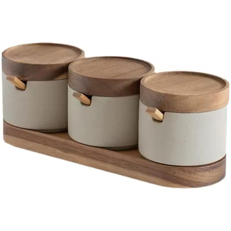 OEM - Set De 3 Contenedores Especieros Condimenteros Ceramica