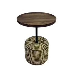 OEM - Mesa De Centro Mesa Lateral Base Mimbre Deco Circular