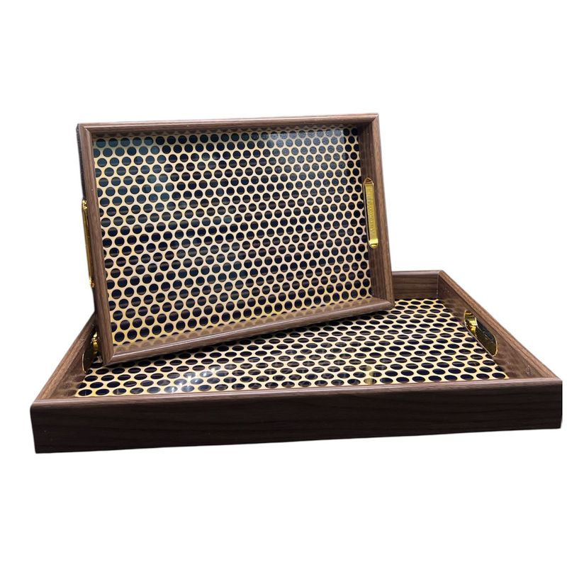 OEM - Set 2 Bandeja De Ratan Cesta Tejida Diseño Panal Abeja