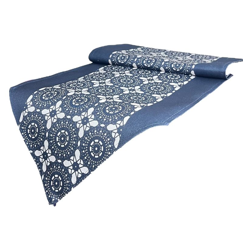 OEM - Mantel Camino De Mesa Con Diseño En Medio Azul 180x30cm