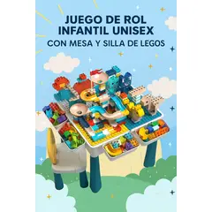 MOVI - JUEGO INFANTIL CON MESA Y SILLA LEGOS