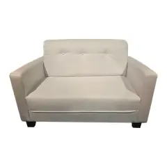MUEBLES HVM - Sofa Alonso Blanco Cuero PU 2C Pmadera