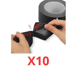 DALI - Pack de 10 Cintas Adhesiva americana De Tela Gaffer O Duct Tape 10mts negra
