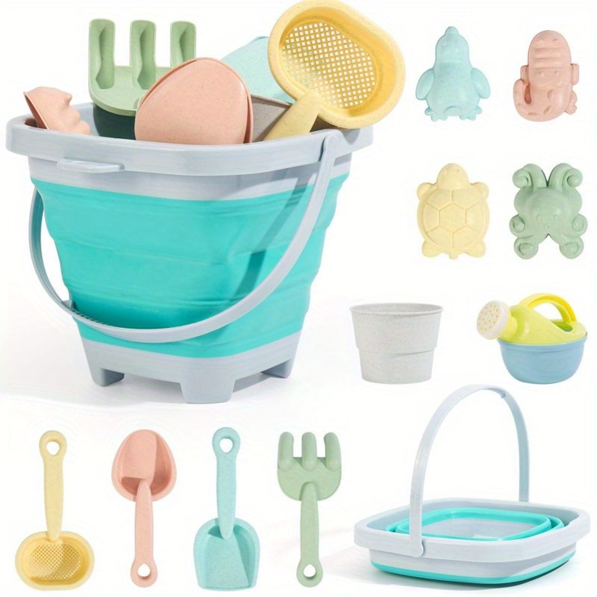 VATYERTY - Juego de 11 cubos de playa portátiles duraderos y divertidos Naranja