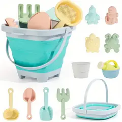 VATYERTY - Juego de 11 cubos de playa portátiles duraderos y divertidos Naranja