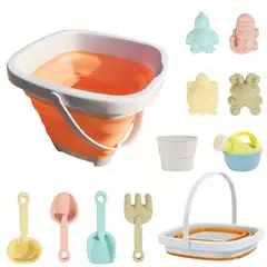 VATYERTY - Juego de 11 cubos de playa portátiles duraderos y divertidos Rojo