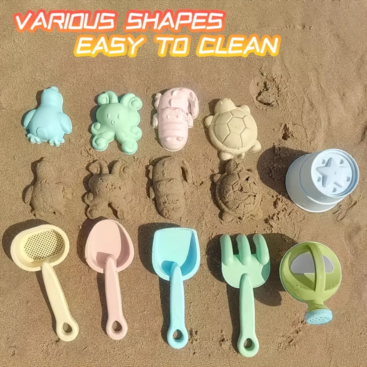 VATYERTY - Juego de 11 cubos de playa portátiles duraderos y divertidos Rojo