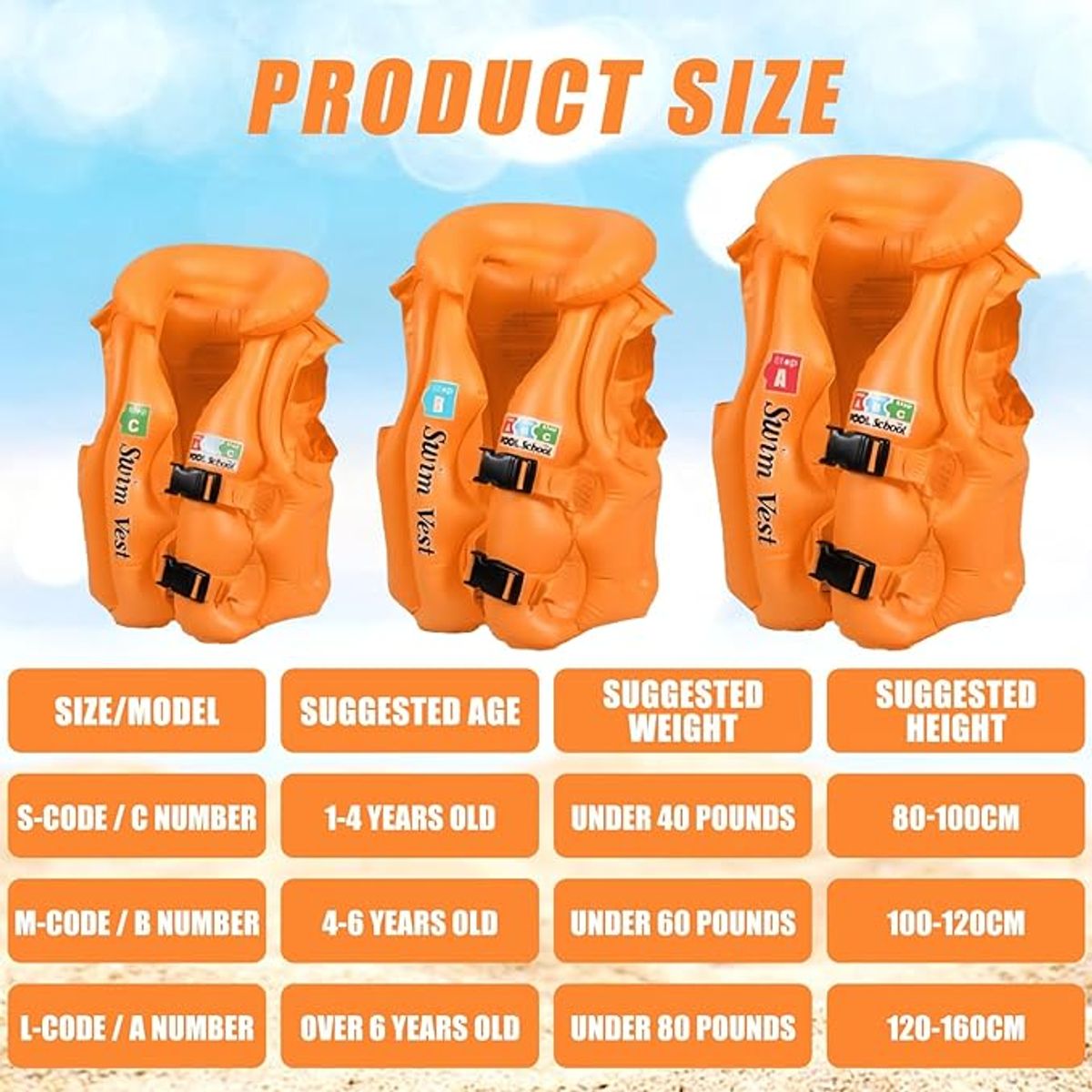 VATYERTY - 1 chaleco de natación ajustable para niños Chaleco Amarillo